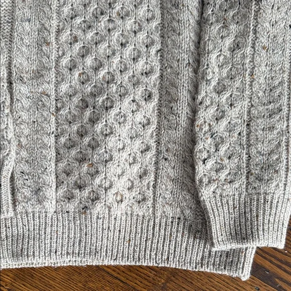 Unisex tan Cable Knit Crewneck Sweater - Picture 5 of 5